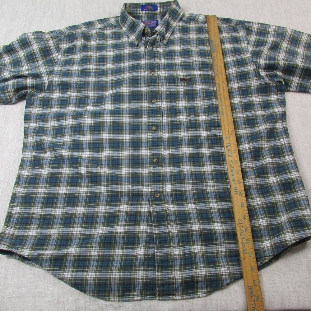 Pendleton Green Blue Plaid Long-Sleeve Button-Down Shirt - Picture 10 of 11